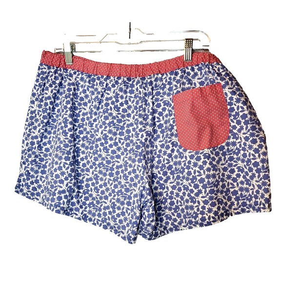 Boden Mixed Print Short Drawstring Elastic Back Blue Floral/Pink Polka Dot Sz 16 - Picture 2 of 11